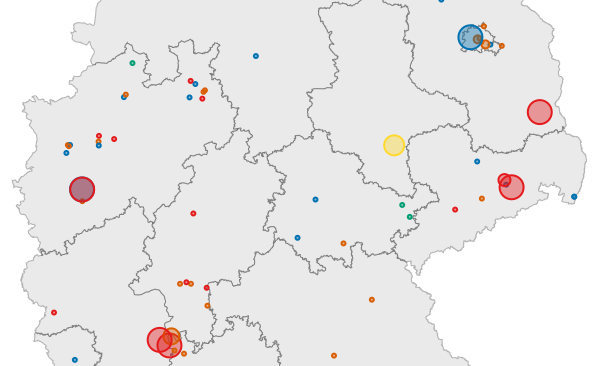Visualization of large-scale heat-pump projects in Germany.